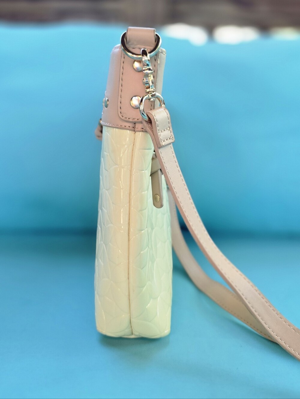 Spartina 449 Pink and Cream Patent Crossbody Bag - Picture 5 of 10